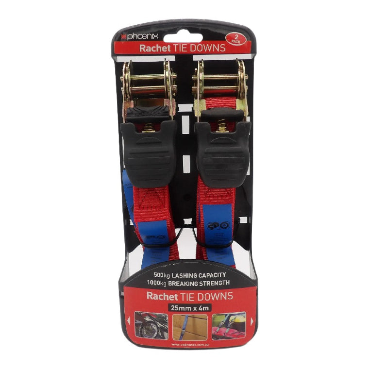 RATCHET 25MM x 4MTR LOAD RATING 650KG 2PK