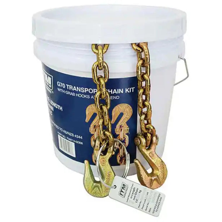 ITM G70 TRANSPORT CHAIN WITH GRAB HOOKS AT EACH END, 2.3 TONNE LASHING CAPACITY, 6M LENGTH