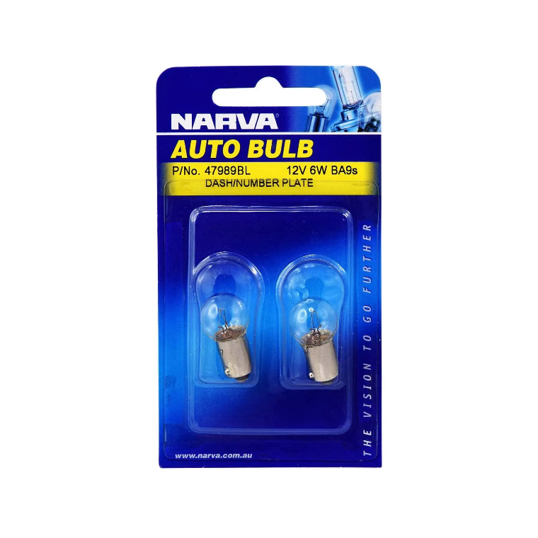 12V 6W BA9S BULB(2) NARVA GLOB