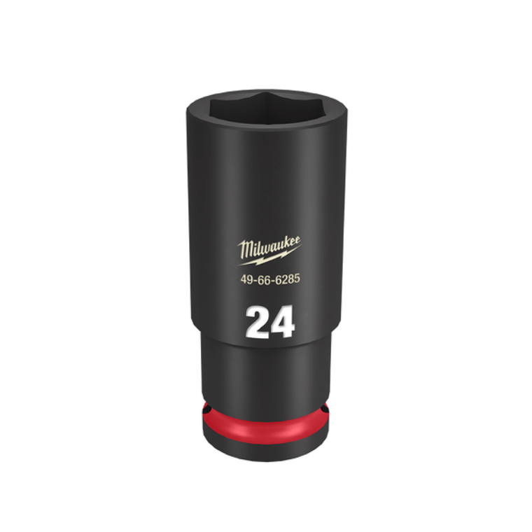 MILWAUKEE 1/2INCH DRIVE 24MM DEEP 6 POINT IMPACT SOCKET - SHOCKWAVE