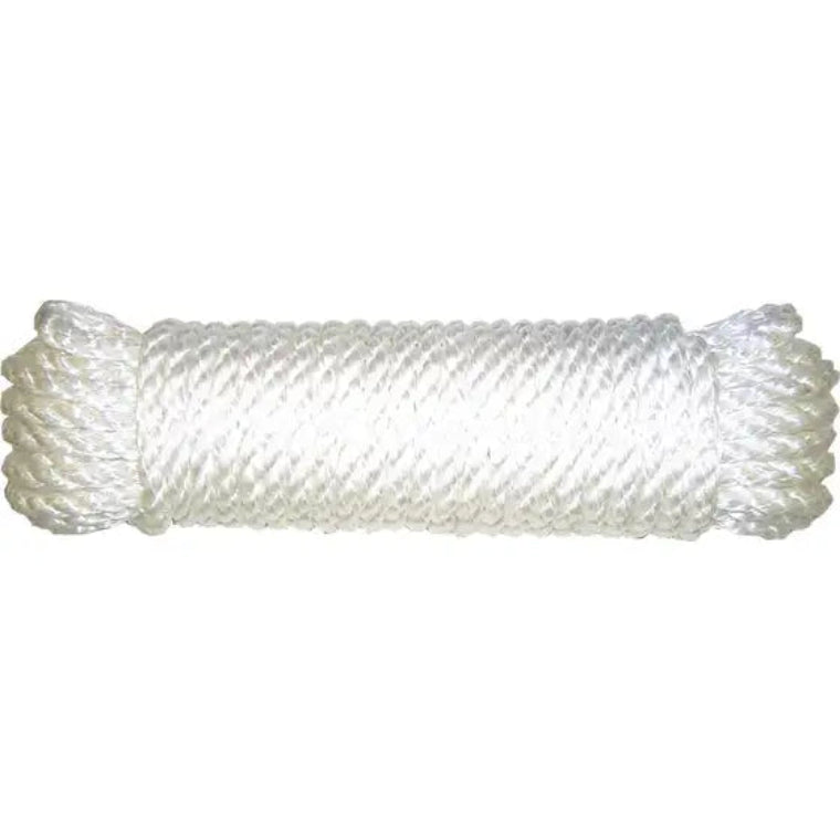 8MM X 15M 3 STRAND SILVER MONO POLY ROPE COILS