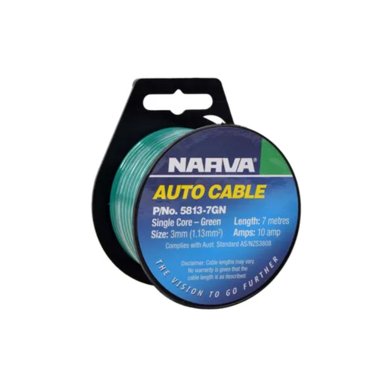 CABLE S/CORE 3MM 10A -7M GREEN