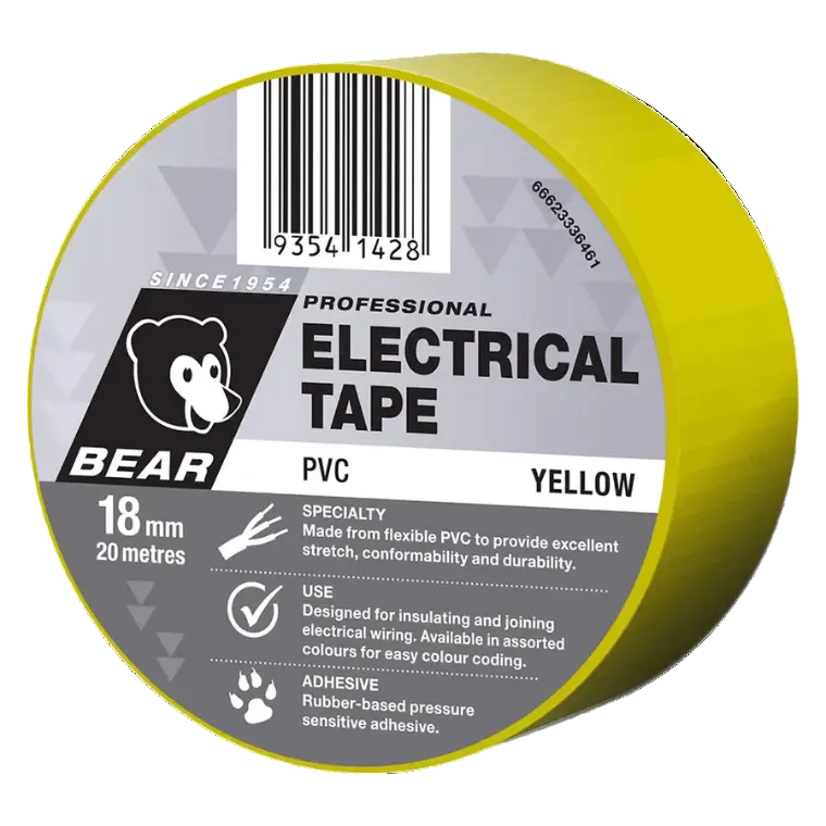 504 YELLOW PVC ELECTRICAL TAPE 18MM X20M