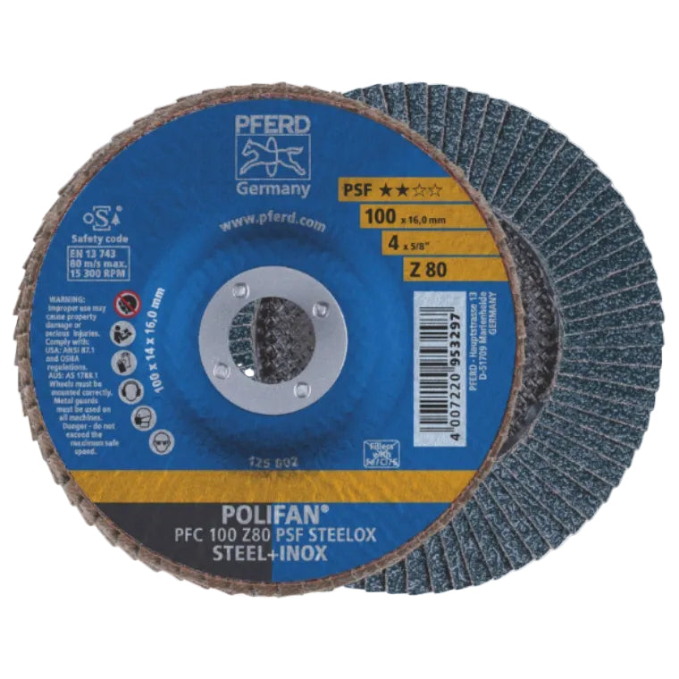 PFERD PFC 100Z 120 PSF 100mm 120grit Polifan Zirconia Flap Disc