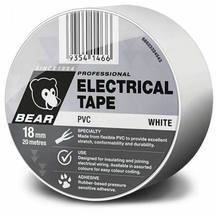 504 WHITE PVC ELECTRICAL TAPE 18MMX 20M