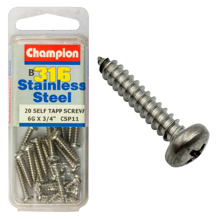 6G X 3/4 SCREW PK-S/TAP S/LESS PAN 6GX3