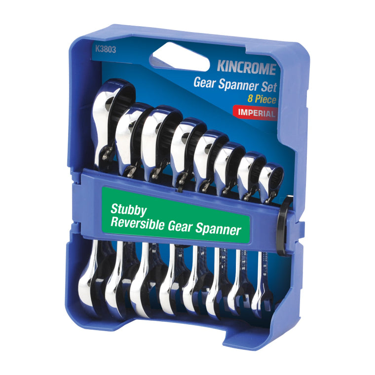 KINCROME 8 PIECE STUBBY REVERSIBLE GEAR SPANNER SET