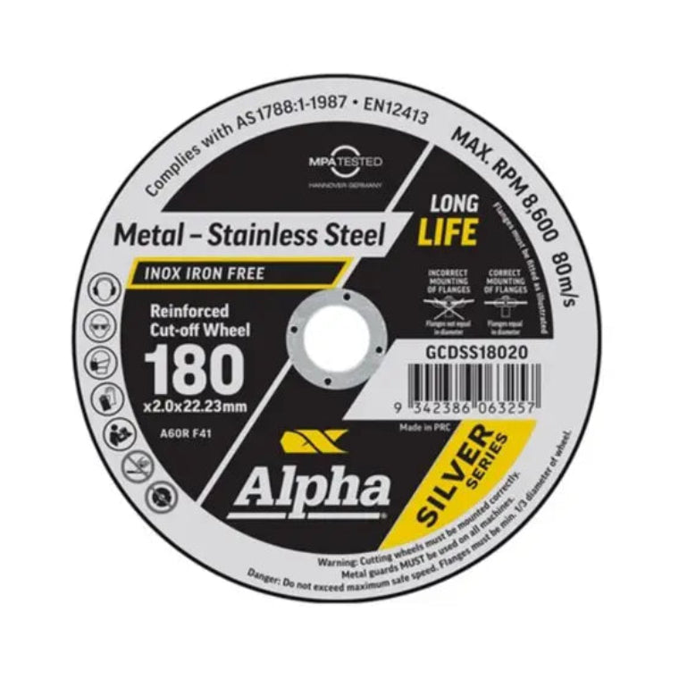 SilverSeries 180 x 2.0 x 22.2mm Bore. Cutting Disc