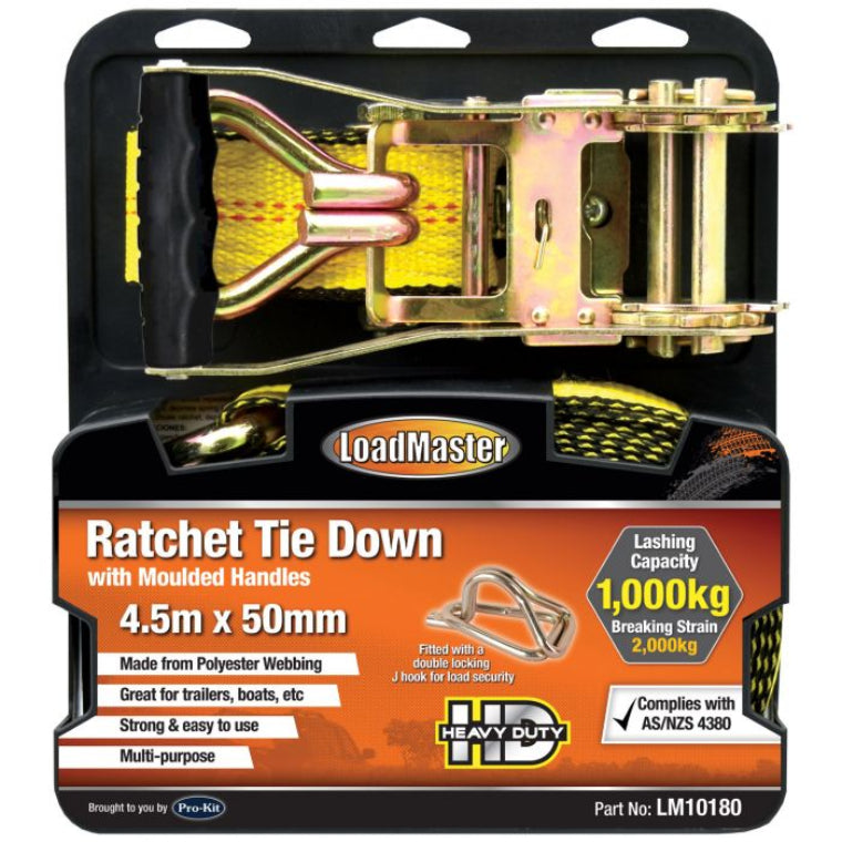 1PC 50MM X 4.5M 1000KG RATCHET STRAP