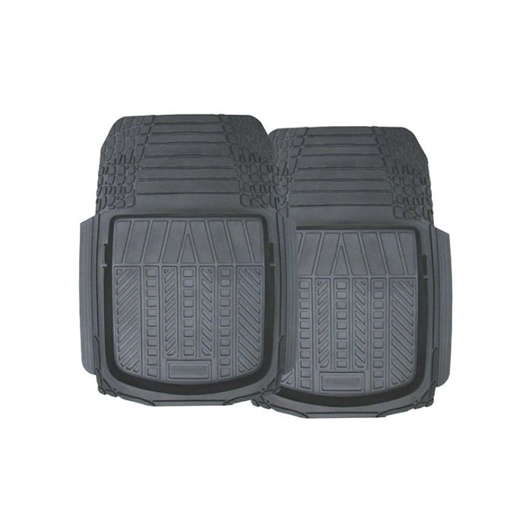 2PC DEEP DISH RUBBER FLOOR MATS GREY