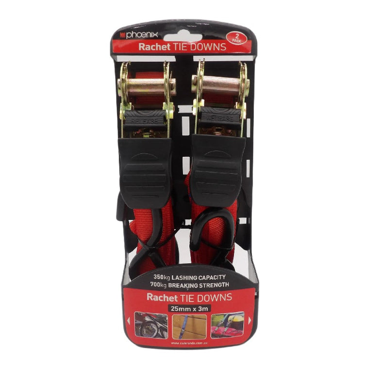 RATCHET 25MM x 3MTR LOAD RATING 350KG 2PK