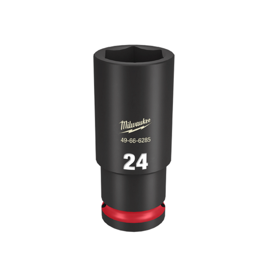 MILWAUKEE 1/2INCH DRIVE 24MM DEEP 6 POINT IMPACT SOCKET - SHOCKWAVE