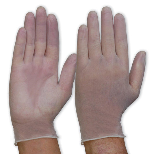 DISPOSABLE CLEAR VINYL POWER FREE GLOVES MED
