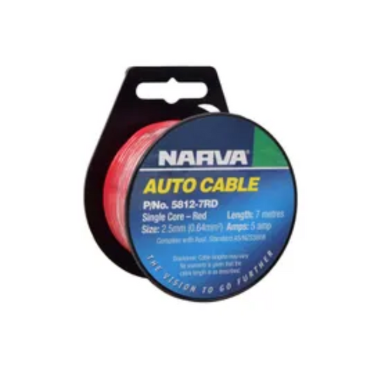 CABLE S/CORE 2.5MM 5A - 7M RED
