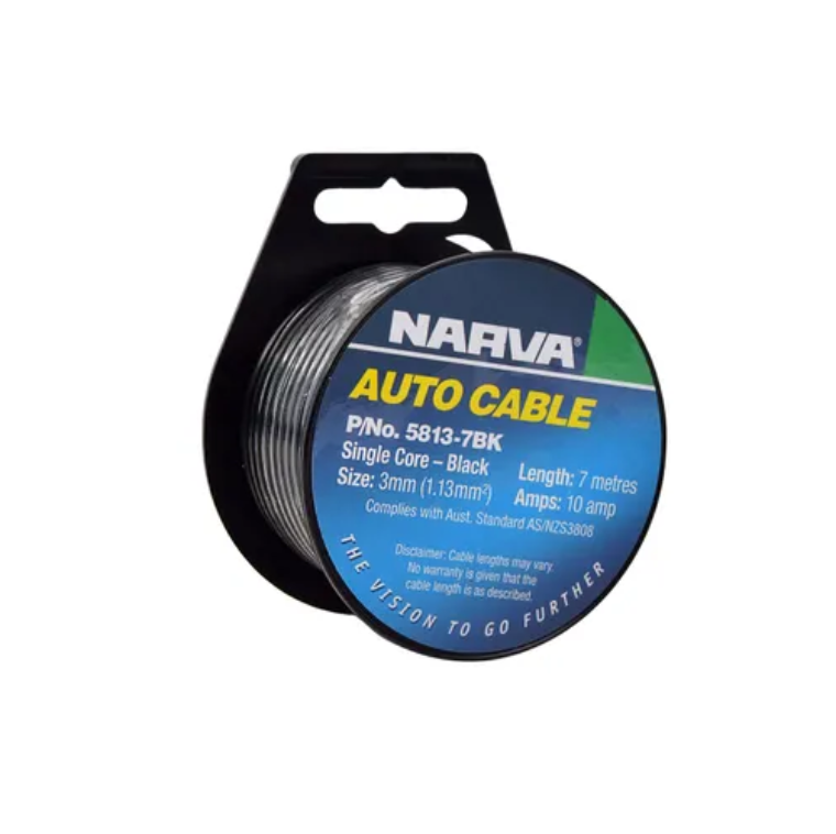 CABLE S/CORE 3MM 10A -7M BLACK