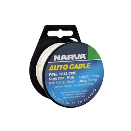 CABLE S/CORE 3MM 10A -7M WHITE