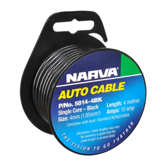 CABLE S/CORE 4MM 15A 4M BLACK
