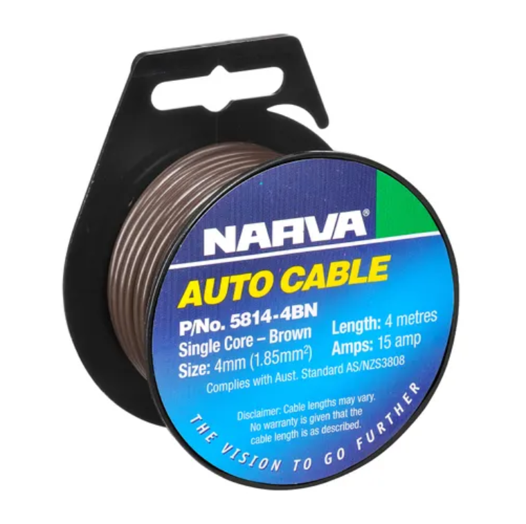 CABLE S/CORE 4MM 15A 4M BROWN