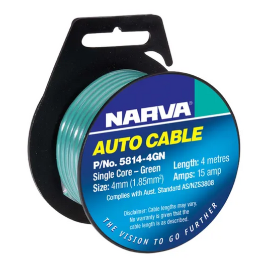 CABLE S/CORE 4MM 15A 4M GREEN