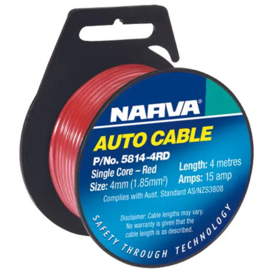 CABLE S/CORE 4MM 15A 4M RED NA