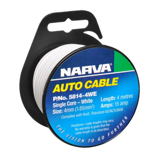 CABLE S/CORE 4MM 15A 4M WHITE