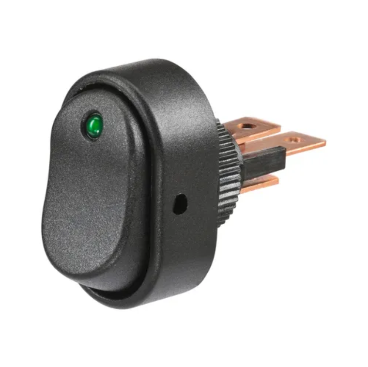 SWITCH ROCKER 30A 12V GN LED N