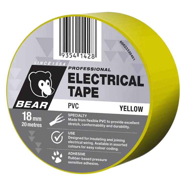 504 YELLOW PVC ELECTRICAL TAPE 18MM X20M
