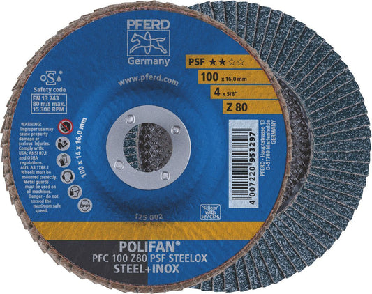 PFERD PFC 100Z 120 PSF 100mm 120grit Polifan Zirconia Flap Disc