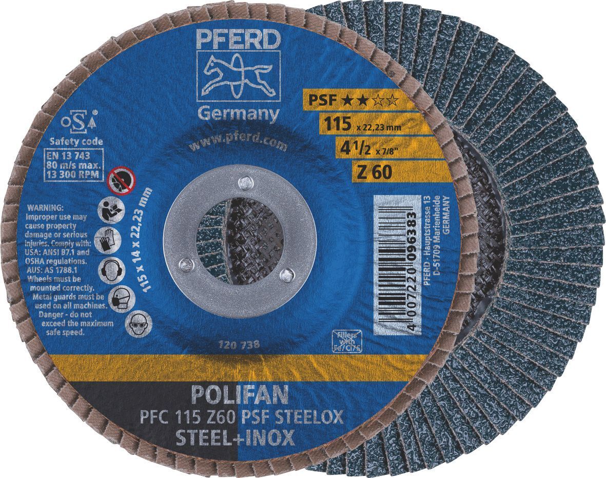 Pferd Pfc 125 Z80 Psf Steelox 125Mm 80 Grit Polifan Steelox Flap Disc