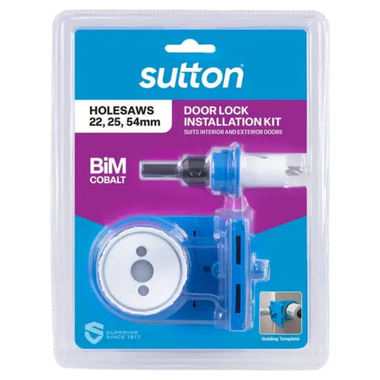 SUTTON 22-54mm Bi-Metal Cobalt Holesaw Door Lock Installation Kit