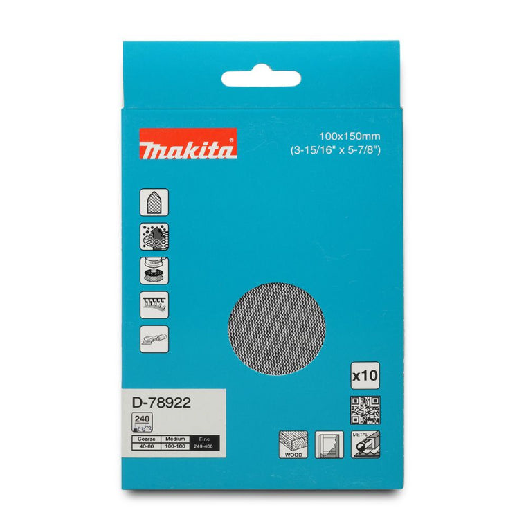 Makita 100 x 150mm A240 Grit Delta Mesh Sanding Sheets - 10 Pack