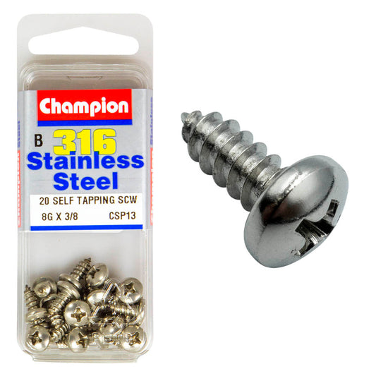 8G X 3/8 SCREW PK-S/TAP S/LESS PAN 8GX3