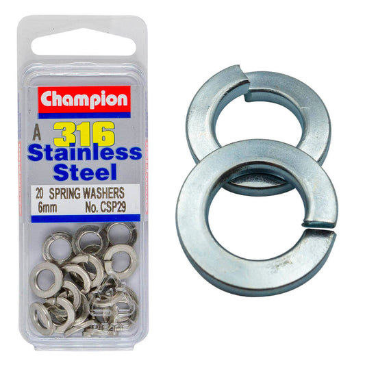 6MM WASHERS-SPRING ST/LESS STL 6MM