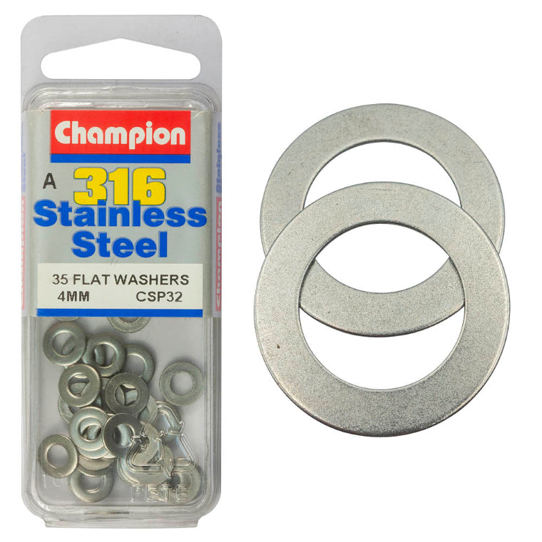 4MM WASHERS-FLAT ST/LESS STL 4MM