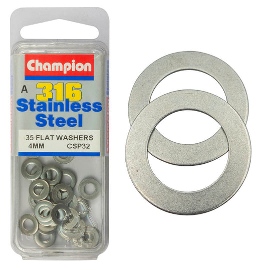 4MM WASHERS-FLAT ST/LESS STL 4MM