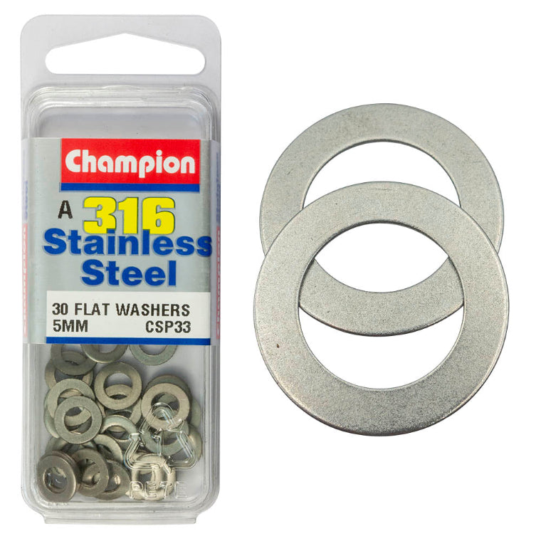 5MM WASHERS-FLAT ST/LESS STL 5MM