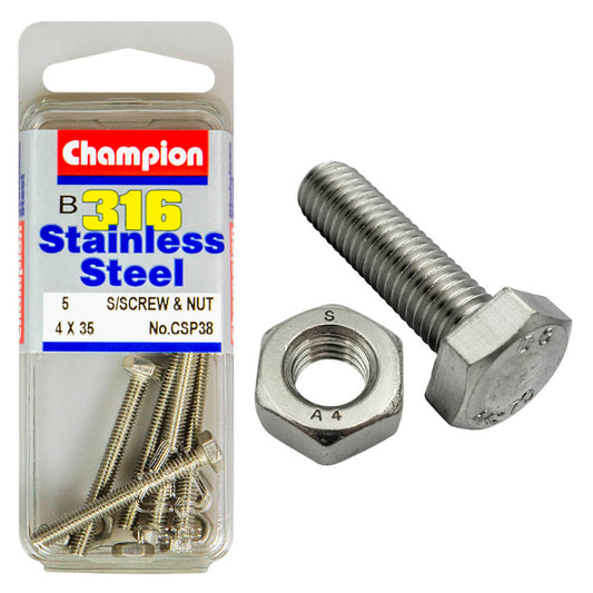 4 X 35 SET SCREWS & NUTS-ST/LESS 4 X
