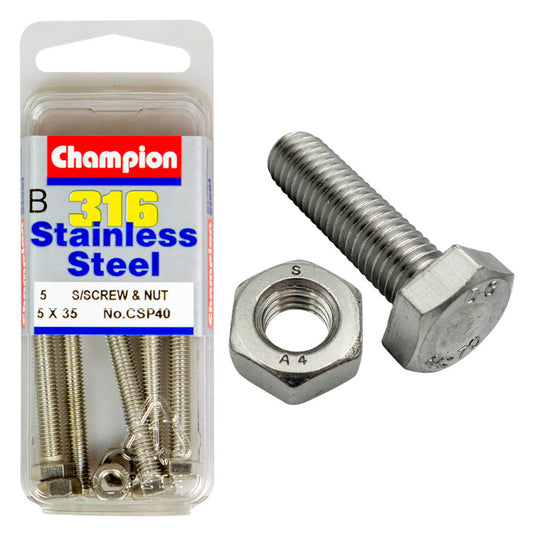 5 X 35 SET SCREWS  NUTS-ST/LESS 5 X