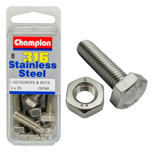 8 X 25 SET SCREWS  NUTS-ST/LESS 8 X