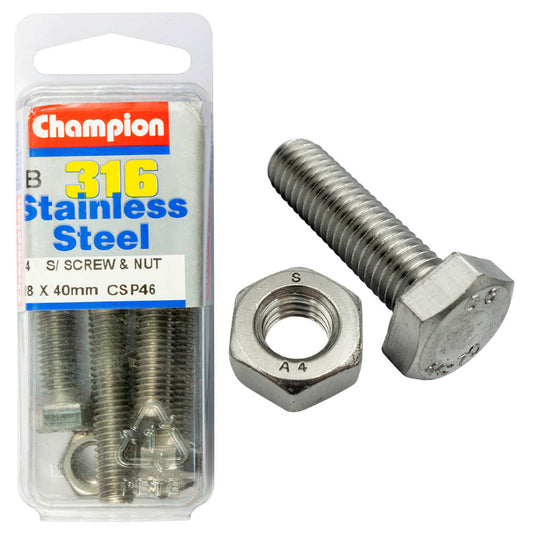 8 X 40 SET SCREWS  NUTS-ST/LESS 8 X