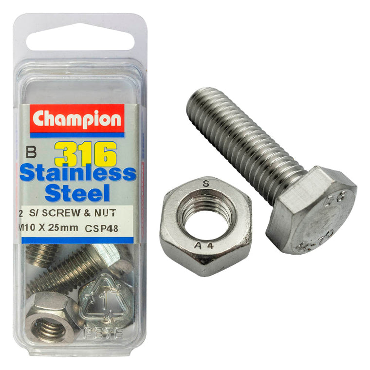 10 X 25 SET SCREWS  NUTS-ST/LESS 10 X