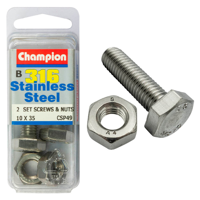 10 X 35 SET SCREWS  NUTS-ST/LESS 10 X
