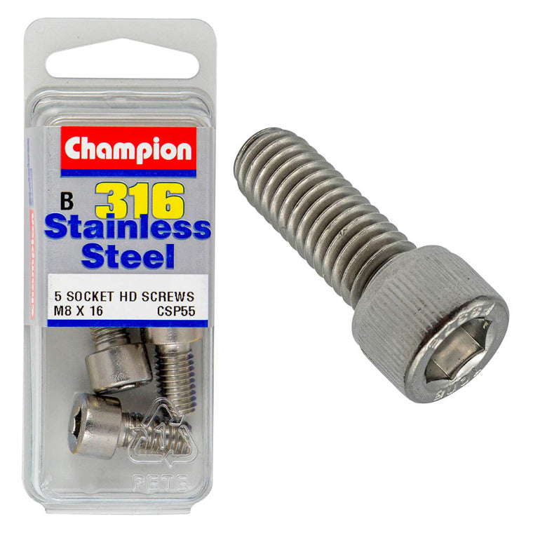 M8 X 16 SOCKET HEAD SCREWS S/STEEL