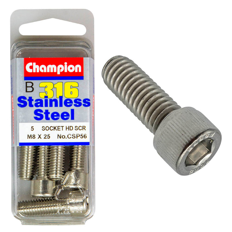 M8 X 25 SOCKET HEAD SCREWS S/STEEL