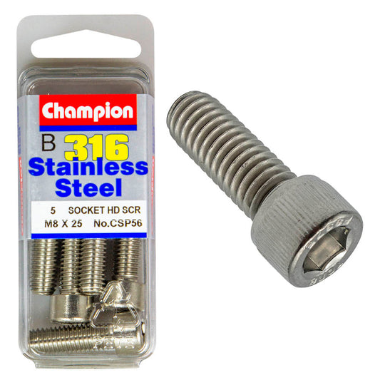 M8 X 25 SOCKET HEAD SCREWS S/STEEL