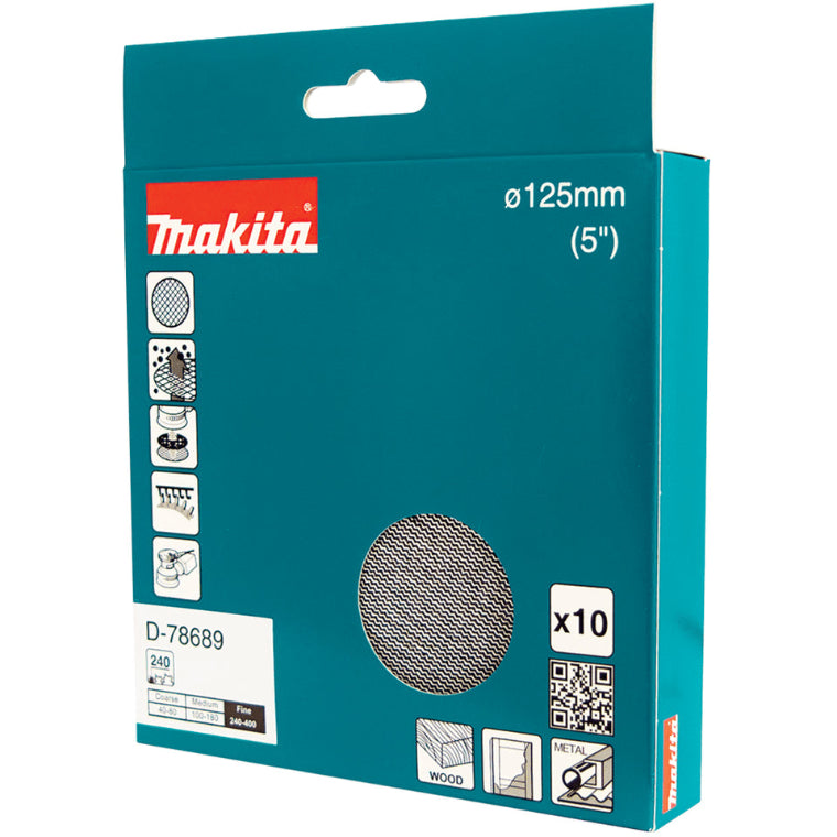 Makita 125mm (5'') 240G Mesh Sanding Discs - 10 Pack