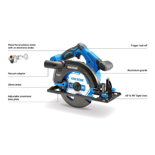 KINCROME- 18V BRUSHLESS 165MM CIRCULAR SAW