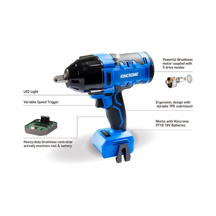 KINCROME- 18V BRUSHLESS 1/2 IMPACT WRENCH