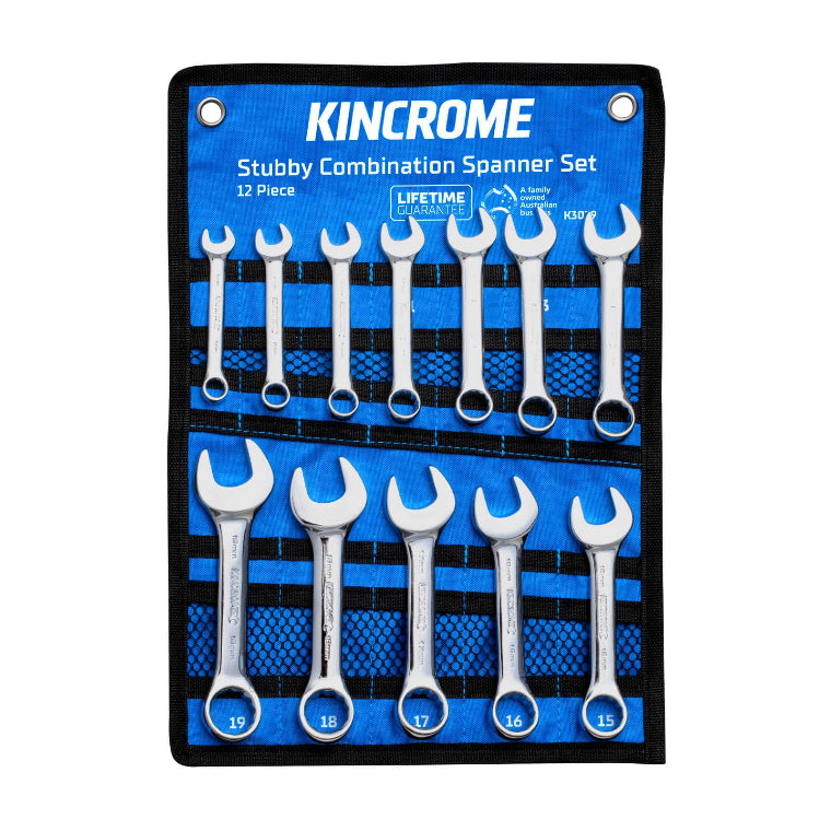 Stubby Combination Spanner Set 12 Piece - Metric