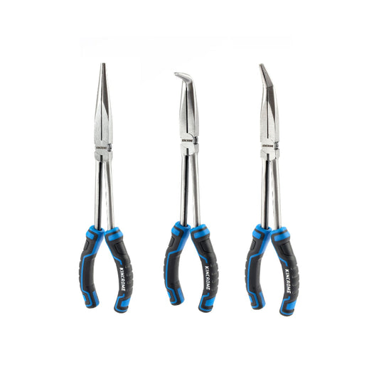 KINCROME 3PC 275MM LONG REACH PLIER SET STRAIGHT, BENT 45DEG &90DEG